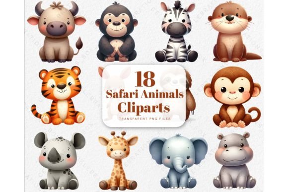 Download Watercolor Cute Safari Animals Clipart - Cute safari animals Collection