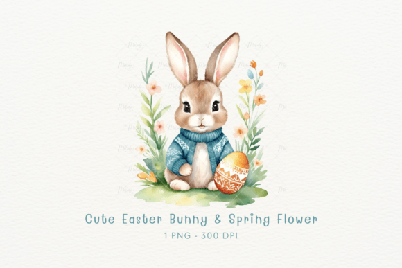 Download Watercolor Easter Bunny Spring Flower - Spring flower Collection