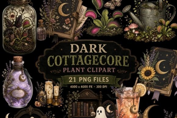Download Dark Cottagecore Plant Clipart | 21 PNG - Cottagecore Collection