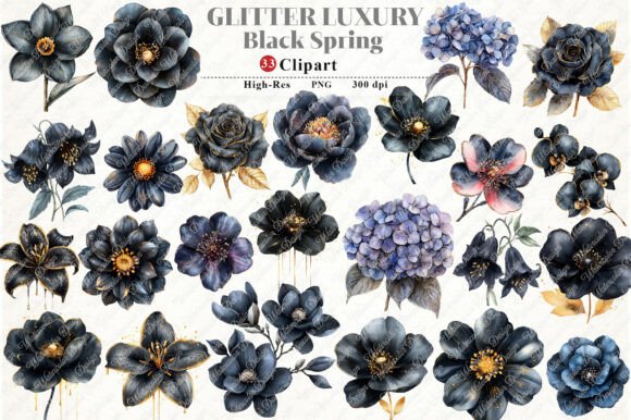 Download Glitter Luxury Black Spring Flower - Spring flower Collection