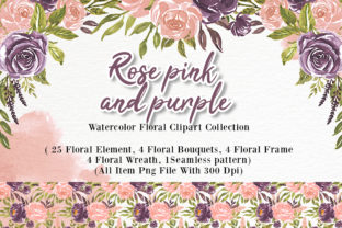 Download Rose Pink Purple Watercolor Illustration - Premium Bundle