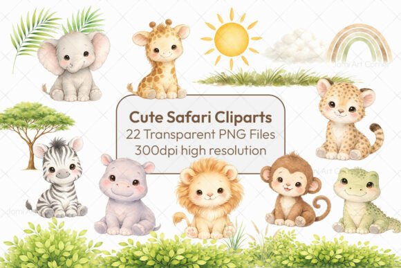 Download Cute Safari Animals Clipart Set - Cute safari animals Collection