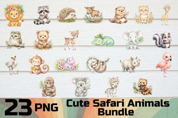 Download Cute Safari Animals Clipart PNG Bundle - Cute safari animals Collection