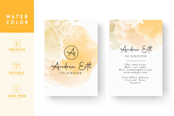 Download Printable Watercolor Business Card - Printable watercolor Collection
