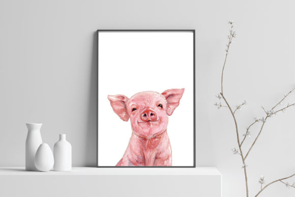 Download Nursery Decor, Pig Printable Watercolor - Printable watercolor Collection