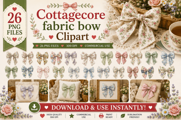Download Cottagecore Fabric Bow Clipart - Cottagecore Collection