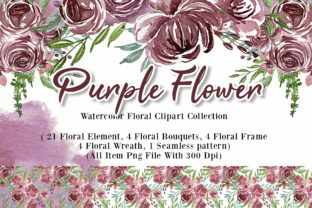 Download Flower Purple Watercolor Illustration - Premium Bundle