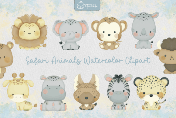 Download Cute Safari Animals Watercolor Clipart - Cute safari animals Collection